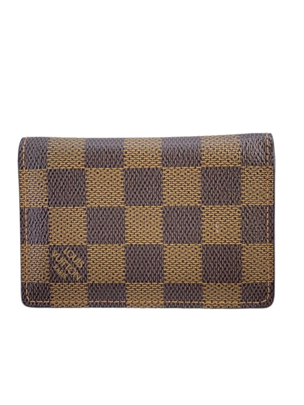 LOUIS VUITTON Organizer de Poche Damier Ebene Brown Leather Brown